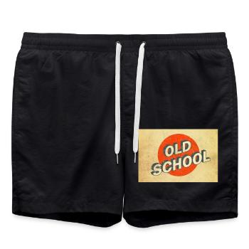 Old School Vintage Logo Poster - Badeshorts - Schwarz - Vorne - AI Model Male 185 light (185cm)