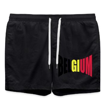 Belgique Belgique Texte Drapeau Cool Football Fan Fun - Short de bain - noir - Devant - AI Model Male 185 light (185cm)