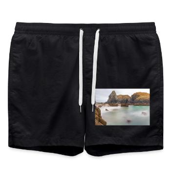 Kynance Cove (Porth Keynans) Coastline The Lizard - Badeshorts - Schwarz - Vorne - AI Model Male 185 light (185cm)
