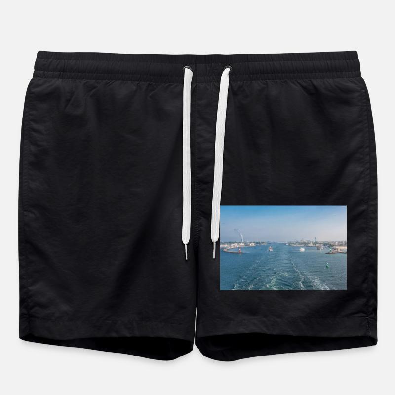 Hafeneinfahrt Rostock Warnemünde - Badeshorts - Schwarz