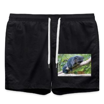 Binturong (Arctictis binturong) Marderbär - Badeshorts - Schwarz - Vorne - AI Model Male 185 light (185cm)