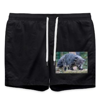 Binturong (Arctictis binturong) Marderbär Asien - Badeshorts - Schwarz - Vorne - AI Model Male 185 light (185cm)