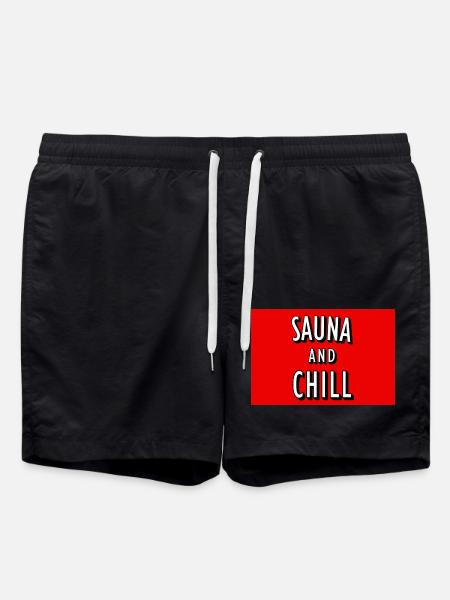 Sauna and Chill Poster - Swim Trunks - black