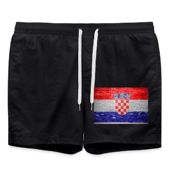 Affiche de graffiti drapeau drapeau brique Croatie - Short de bain - noir - Devant - AI Model Male 185 light (185cm)