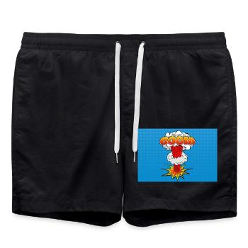 Boom Comic Explosion Lettering Symbol Poster - Badeshorts - Schwarz - Vorne - AI Model Male 185 light (185cm)
