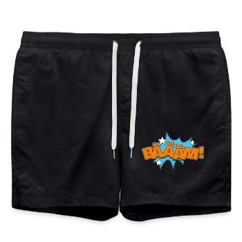 Bääm! Comic Lettering Symbol - Badeshorts - Schwarz - Vorne - AI Model Male 185 light (185cm)