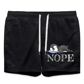 Penguin Gift Sleeping No Nope Bird Gift - Swim Trunks - black - Front - AI Model Male 185 light (185cm)