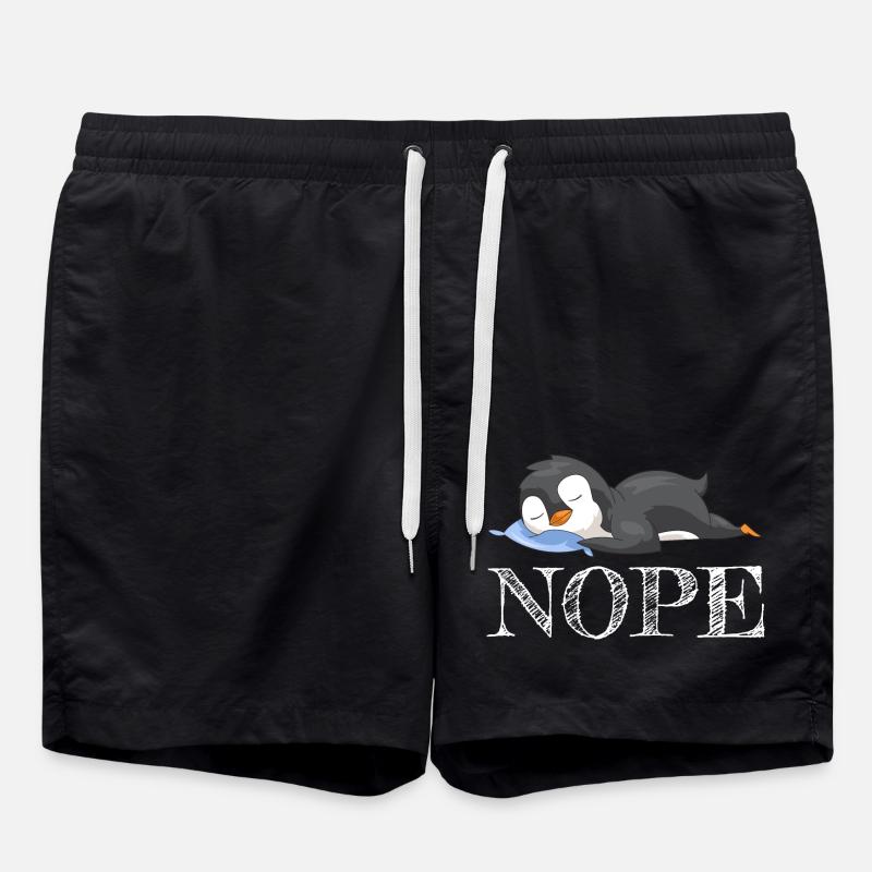 Pinguin Geschenk Schlafen Nein Nope Vogel Geschenk - Badeshorts - Schwarz