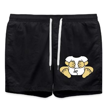 baby koerper lustig kind windel klein ohne kopf sc - Badeshorts - Schwarz - Vorne - AI Model Male 185 light (185cm)
