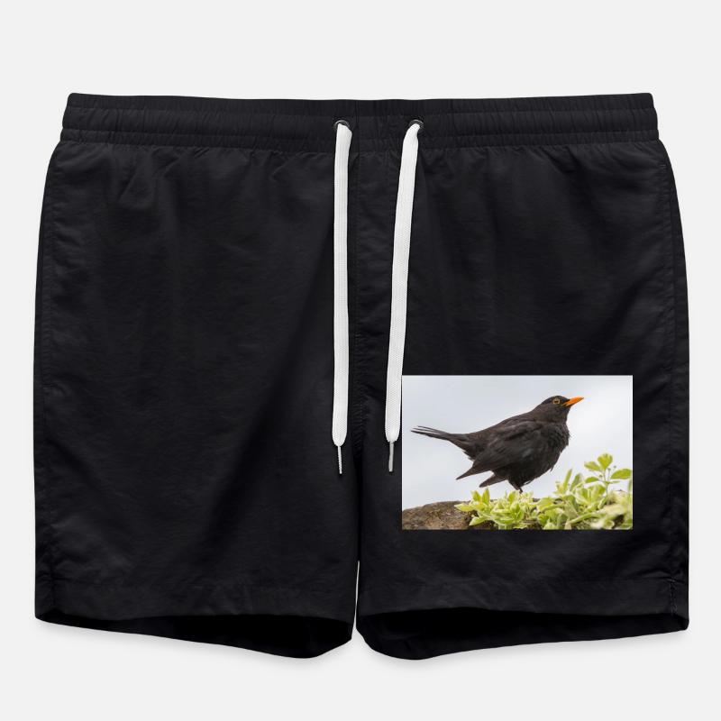 Blackbird (Turdus merula) Blackbird poster - Swim Trunks - black