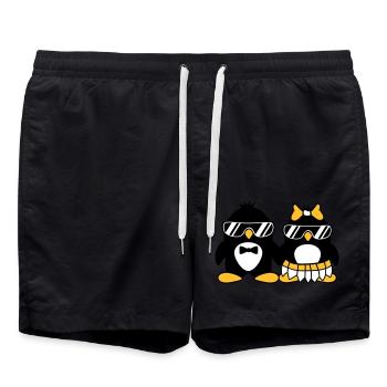 penguin couple dear paerchen in love sunglasses - Swim Trunks - black - Front - AI Model Male 185 light (185cm)
