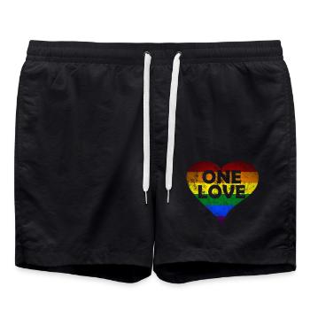 One Love heart vintage - Badeshorts - Schwarz - Vorne - AI Model Male 185 light (185cm)