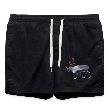 Mysteriöse Rentierhirsche mit großen Hörnern - Badeshorts - Schwarz - Vorne - AI Model Male 185 light (185cm)