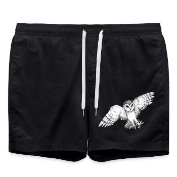 Barn owl in the attack - Swim Trunks - black - Front - AI Model Male 185 light (185cm)