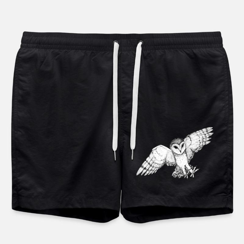 Schleiereule im Angriff - Badeshorts - Schwarz