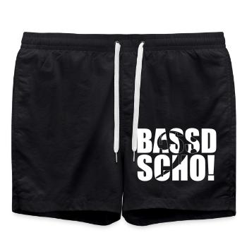 BASSD SCHO BASS PLAYER Bassist Geschenk Spruch - Badeshorts - Schwarz - Vorne - AI Model Male 185 light (185cm)