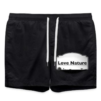 Love Nature noir et blanc - Short de bain - noir - Devant - AI Model Male 185 light (185cm)