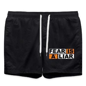 Fear is a Liar Motivation Quote - Badeshorts - Schwarz - Vorne - AI Model Male 185 light (185cm)