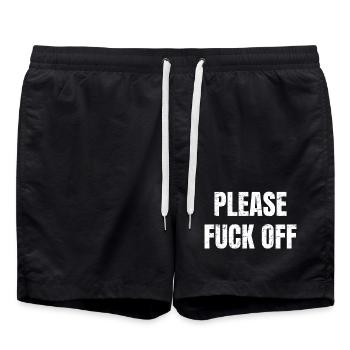 Please Fuck Off lettering - Badeshorts - Schwarz - Vorne - AI Model Male 185 light (185cm)