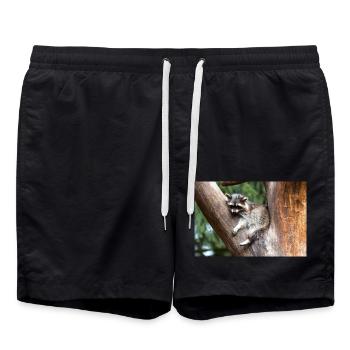 North American racoon (in german Waschbär) - Swim Trunks - black - Front - AI Model Male 185 light (185cm)