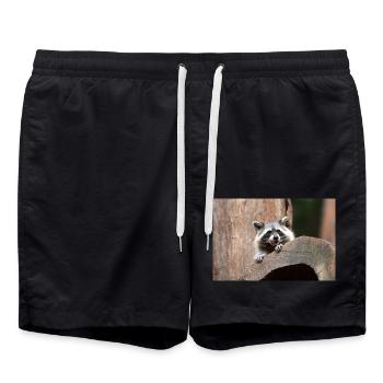 North American racoon (in german Waschbär) - Swim Trunks - black - Front - AI Model Male 185 light (185cm)