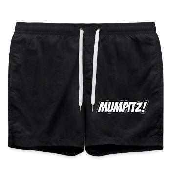 Mumpitz Quatsch deutsche Sprache witzige Wörter - Badeshorts - Schwarz - Vorne - AI Model Male 185 light (185cm)