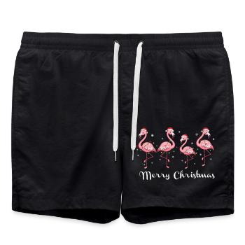 Bonnet de Noel Joyeux Noël Flamant Rose - Short de bain - noir - Devant - AI Model Male 185 light (185cm)