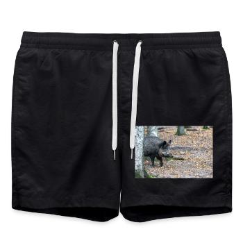 Wild boar (in german Wildschwein) Sus scrofa - Badeshorts - Schwarz - Vorne - AI Model Male 185 light (185cm)
