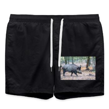 Wild boar (in german Wildschwein) Sus scrofa - Badeshorts - Schwarz - Vorne - AI Model Male 185 light (185cm)