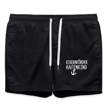 Eckernförder Hafenkind - Badeshorts - Schwarz - Vorne - AI Model Male 185 light (185cm)