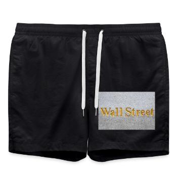 Wall Street golden lettering New York USA - Swim Trunks - black - Front - AI Model Male 185 light (185cm)