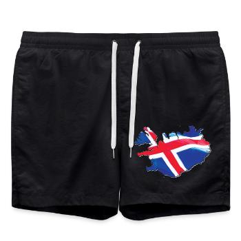Iceland flag in the Iceland map - Swim Trunks - black - Front - AI Model Male 185 light (185cm)