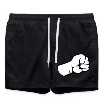 Geballte Faust Design - Badeshorts - Schwarz - Vorne - AI Model Male 185 light (185cm)