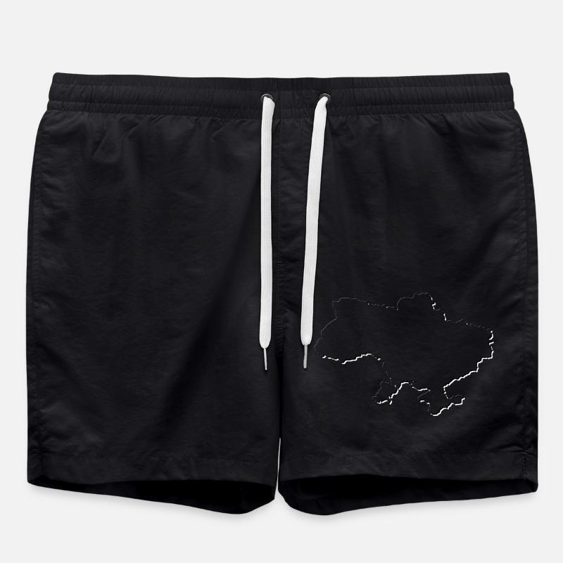 Ukraine map as an outline - Swim Trunks - black