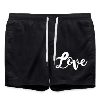 Herz Geschenk Paar Herzen Love Liebe Valentinstag - Badeshorts - Schwarz - Vorne - AI Model Male 185 light (185cm)