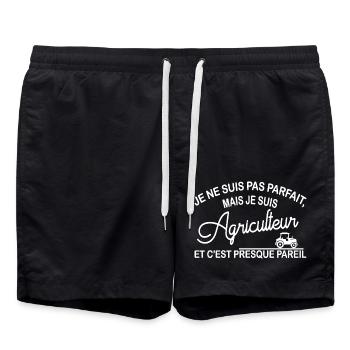 Pas Parfait mais Agriculteur Cadeau Humour - Short de bain - noir - Devant - AI Model Male 185 light (185cm)