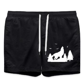 Wolf Wald - Badeshorts - Schwarz - Vorne - AI Model Male 185 light (185cm)