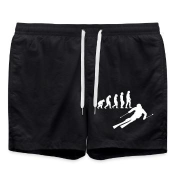 Skiers skiing - Swim Trunks - black - Front - AI Model Male 185 light (185cm)