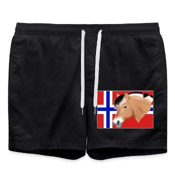 Cheval norvégien avec pavillon - Short de bain - noir - Devant - AI Model Male 185 light (185cm)