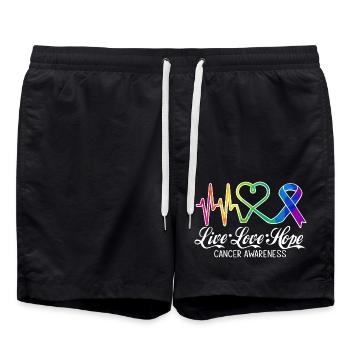 Live Love Hope Cancer Awareness Bunte Symbole - Badeshorts - Schwarz - Vorne - AI Model Male 185 light (185cm)