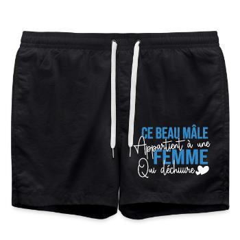 Ce Beau Mâle Appartient À Une Femme Qui Déchire - Short de bain - noir - Devant - AI Model Male 185 light (185cm)