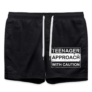 Approche adolescente avec prudence blanc Danger! Adolescent - Short de bain - noir - Devant - AI Model Male 185 light (185cm)