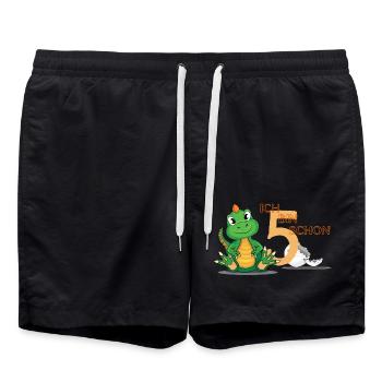 Kleiner süßer Dinosaurier zum 5. Geburtstag - Badeshorts - Schwarz - Vorne - AI Model Male 185 light (185cm)