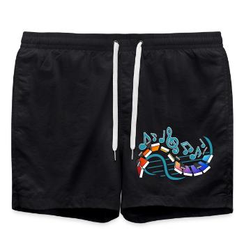 Piano Notes Musicales Street Art - Short de bain - noir - Devant - AI Model Male 185 light (185cm)