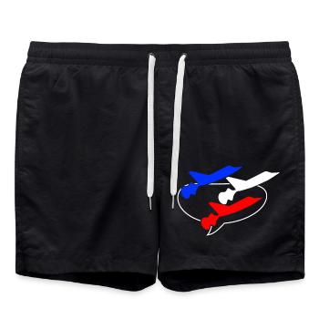 Patrouille de France blue white red - Swim Trunks - black - Front - AI Model Male 185 light (185cm)