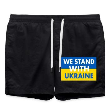 We stand with ukraine - Short de bain - noir - Devant - AI Model Male 185 light (185cm)