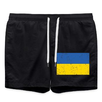 Ukraine Flag Distressed Cool - Swim Trunks - black - Front - AI Model Male 185 light (185cm)