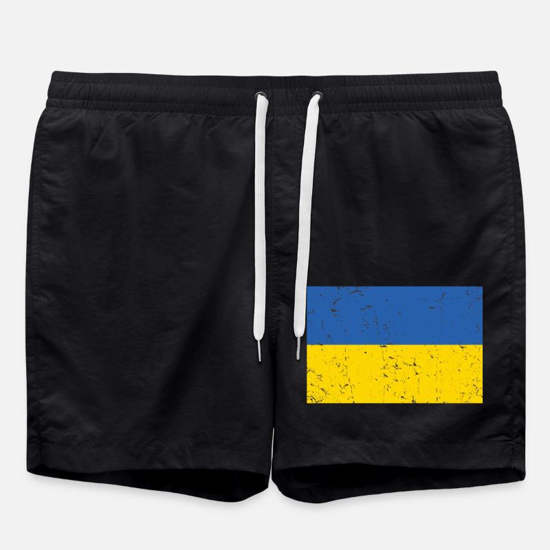 Ukraine Flag Distressed Cool - Swim Trunks - black