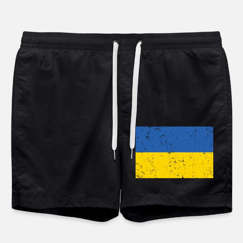Ukraine Flag Distressed - Swim Trunks - black