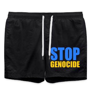 Stop genocide - Swim Trunks - black - Front - AI Model Male 185 light (185cm)